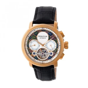 Heritor Automatic Aura Reloj de oro rosa de cuero semiesqueleto para hombre HR3506 - Imagen 1 de 3