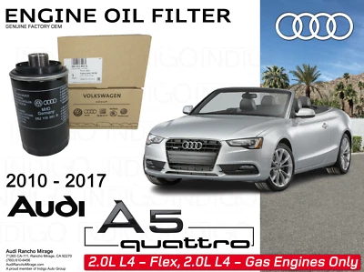 Filtro de aceite original Audi A5 Quattro 2010-2017 motor 2,0 L A5Q-06J115403Q Foto 1 de 4