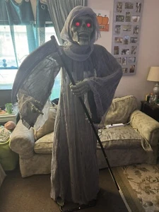 Grim Reaper Animated Talking Spooky Village Halloween Haunted House 6ft Decor - Picture 1 of 16