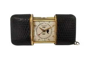 Movado Calendar Ermeto vergoldete Leder Geldbörse Uhr Dekor um 1950 - Bild 1 von 20