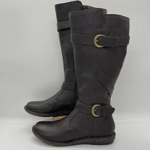 BOC Born Women 8.5 Boots Brown Pebbled Leather Concept Tall Riding Knee High Zip - Picture 1 of 14