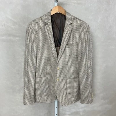 Blazer tejido Scotch & Soda para hombre ajuste regular mezcla de algodón marfil, azul y naranja M Foto 1 de 4