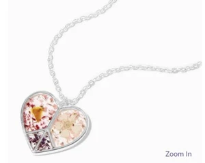 Claire’s silver tone peace heart pressed flower adjustable necklace jewelry nwt - Picture 1 of 6