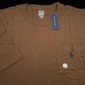 POLO RALPH LAUREN CREW T-SHIRT -3XB BIG- BROWN SHORT SLEEVE -POCKET BLACK PONY - Picture 1 of 10