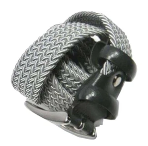 Ceinture Homme En Corde Gris Mélange Boucle En Cuir Gris Foncé Italie 95 110 120 - Imagen 1 de 2