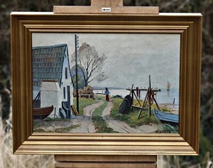 Holger Ytting (1900-1963) - landscape with woman walk by the lake, oil painting - Bild 1 von 6