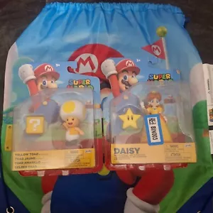 Super Mario Action Figures 2-Pack Toad with Block & Daisy with Super Star Jakks - Picture 1 of 11