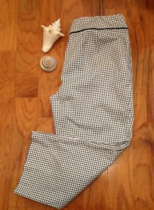 Talbots Damen Hose Größe 6 zierlich schwarz-weiß Rankgitter Muster Taschen edel - Bild 1 von 6