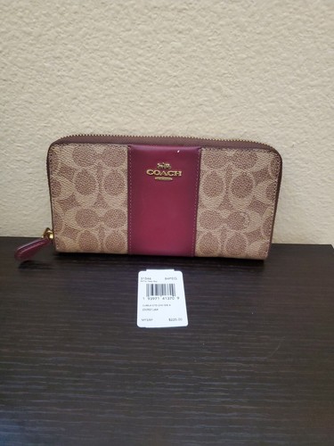 COACH Color Block Coated Canvas Signature Slim Accordion Zip Wallet