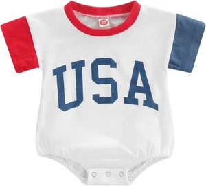 4Th of July Baby Outfit Boy Girl My First Fourth of July Bubble Romper Oversized - Picture 1 of 7