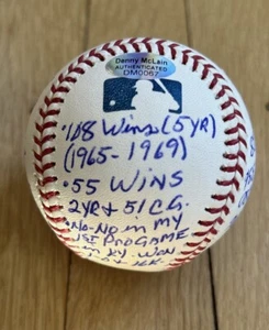 + Denny McLain Signed Inscribed Stat Baseball JSA - Picture 1 of 5