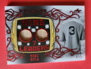 Babe Ruth GIOCO USATO BAT CARD #d4/15 2022 LEAF RING LEADERS NEW YORK YANKEES - - Foto 1 di 2