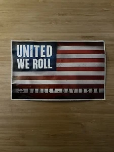 Harley Davidson United We Roll American Flag Sticker Decal 5x3.5 - Picture 1 of 4