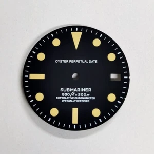 DS Matte Black 28.5mm Dial S logo White SUB 660ft=200m Vintage Beige c3Lume NH35 - Picture 1 of 1