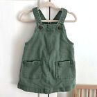 Vguc Green Denim Twill Overall Pinafore Dress With Front Pockets 18-24M