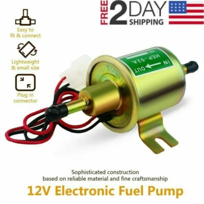 Inline Fuel Pump 12v Electric Transfer Low Pressure Gas Diesel Fuel Pump HEP-02A - Image 1 of 4