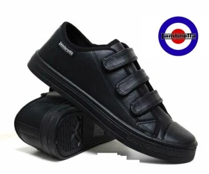Mens Lace Up Lambretta Casual Retro Faux Leather Plimsolls Trainers Pumps Shoes - Picture 1 of 10