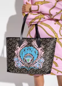 $1600 NEW VERSACE MEDUSA GRECA SHOPPER LOGO PURSE TOTE BAG! - Picture 1 of 12