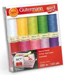 GUTERMANN THREAD Sew-All SPRING Collection ~ 10 Spools ~ 100% Poly ~ 110 yds ea - Picture 1 of 1