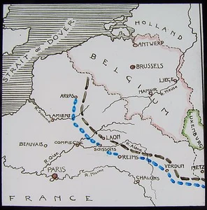 Glass Magic Lantern Slide WAR MAP POSITION AFTER THE BATTLE OF THE AISNE WW1 - Picture 1 of 2