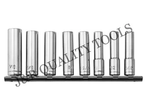 9pc 1/4 "INCH DRIVE DEEP SOCKET SET SAE CON SOPORTE DE ZÓCALO  - Imagen 1 de 3