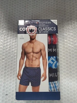 NEW,  3 -Pack Tommy Hilfiger Men's  100% Cotton Slim Fit Classic Woven Boxers - Image 1 of 4