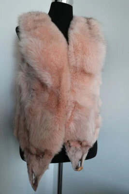 100% real fox fur vest / real fur clothing/ pink collar shawl/ fur stole /cape - Image 1 of 3