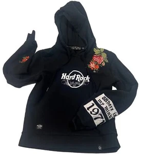 Hard Rock by Laura Be Riviera Maya Embroidered Hoodie Black 1971 Patch XS - Picture 1 of 11