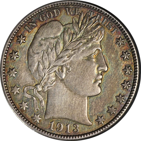 1913-D Barber Half Dollar AU/BU Details Nice Eye Appeal Strong Strike Cover