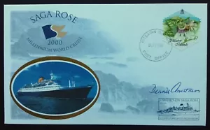Benham Millennium World Cruise Pitcairn Islands 2000 cubierta de primer día autografiada - Imagen 1 de 2