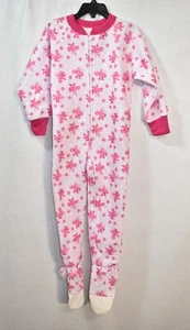 Basic Editions Pajamas Footed Fleece Size 4/5 Pink Roses Girl's Vintage - Picture 1 of 8