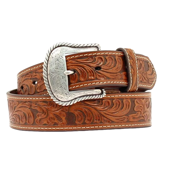 Nocona Western Belt Mens Leather Embossed Tooled Copper N2446008 40