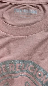 True Religion Women Top Tshirt Buddha Brand Pink Rhinestone Size Large - Picture 1 of 6