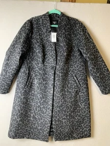 Torrid Coat Jacket Womens Plus 1X Gray Black Animal Leopard Print Wool - Picture 1 of 8