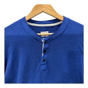 Rag & Bone Mens Long Sleeve Henley Shirt Size Large Blue Cotton Classic Peru - Picture 1 of 10