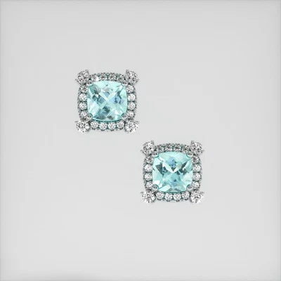 Pendiente Brasil Cojín Turmalina Azul Platino 950 1.28CT Foto 1 de 4