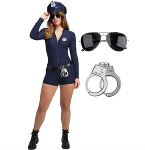 Naughty Cop POLICE OFFICER Fancy Dress Costume Sexy NYC Hot Police Womans Blue - Picture 1 of 10
