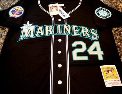 NEW Seattle Mariners #24 Ken Griffey Jr. Throwback Stitched Dual patch Jersey LG - Image 1 of 4
