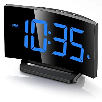 GOLOZA Digital Alarm Clock for Bedrooms with Modern Blue Digit