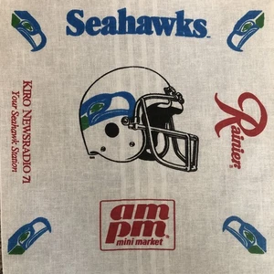 2 Vintage 80’s Seattle Seahawks Handkerchief Cloth Towels AmPm Rainier Beer Kiro - Picture 1 of 14