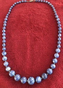Vtg. Sodalite Graduated Bead Necklace - Picture 1 of 2