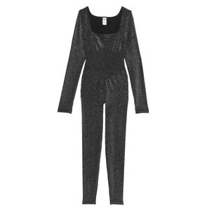 Victoria’s Secret Seamless Shimmer Long Sleeve Square Neck Jumpsuit Black L NWT - Bild 1 von 13