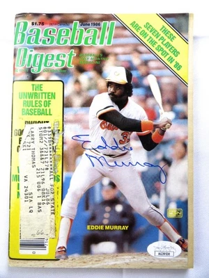 Eddie Murray Signed Autograph Magazine Baseball Digest 1986 Orioles JSA AG39530 - Image 1 of 4
