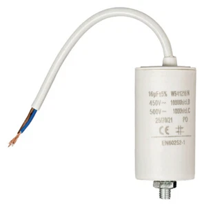 16uF Motorkondensator mit Kabel 16 µF Arbeitskondensator Anlaufkondensator 450V - Bild 1 von 2