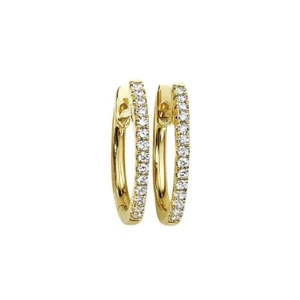 0.25 CT Round Lab Created Diamond Huggie Hoop Earrings 14K Yellow Gold Plated - Picture 1 of 2