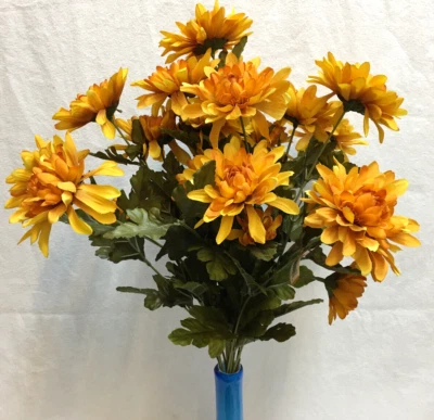 Crisântemo Margarida Mãe Ouro Amarelo Grande Colheita Artificial Loja de Seda 23" Cacho - Imagem 1 de 4