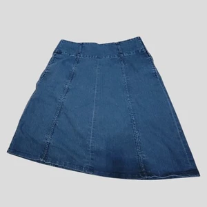 Cato Stretch Denim Skirt Size 10 Dark blue Modest A-line Flare Pockets - Picture 1 of 7