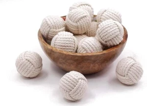 RII 6 Cotton Rope Balls/Nautical Balls/Vase Filler Living Room Décor (Set of 6) - Picture 1 of 6