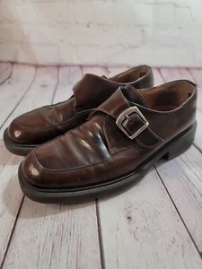 Alfani Brown Leather Shoes Buckle Trap Mens Size 8.5 Dress Shoes - Picture 1 of 6