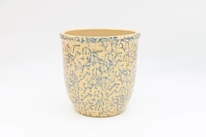 Vintage Stoneware Crock ROSEVILLE RRP High Jar Crock Blue Spongeware Ute - Picture 1 of 8